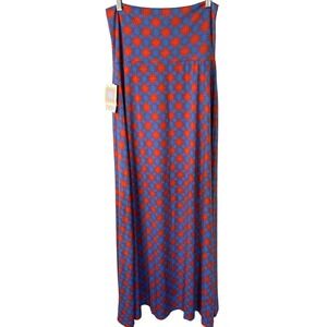 LuLaRoe Maxi Skirt Blue Red Geometric Print Comfortable Casual Womens Sz S NEW